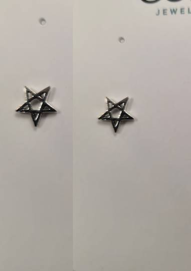 Small Sterling Silver Pentagram Ear Studs image 0